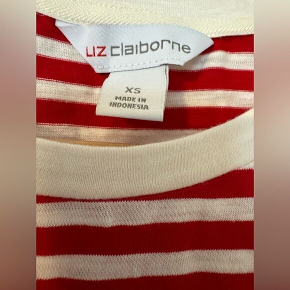 NWT Liz Claiborne Tee Cinched Red and White Size XS - Picture 2 of 6